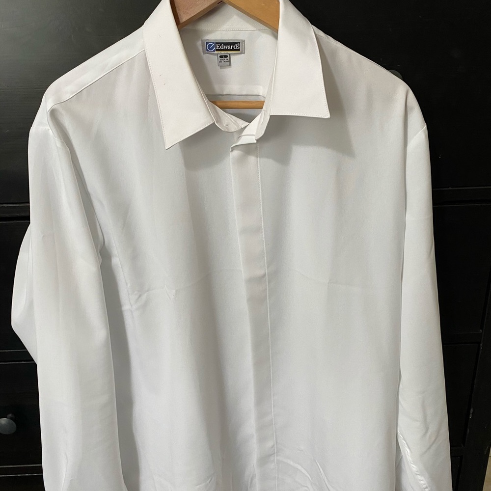 Edwards basic white bottoms down shirt size L